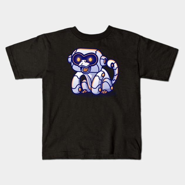 Cute Monkey Robot Cartoon Kids T-Shirt by Catalyst Labs